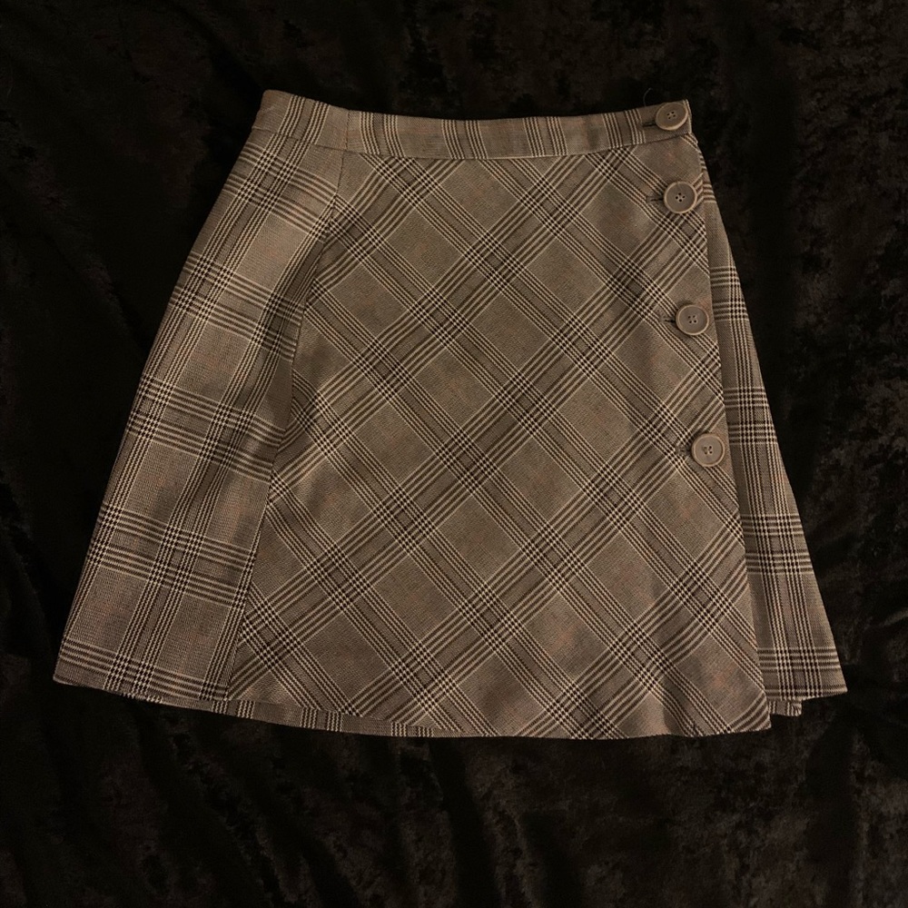 Zara plaid side button skirt